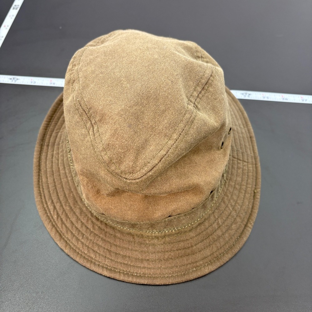 Filson Mens Tin Cloth Packer Hat Large Brown Waxed Cotton Made in USA 1415